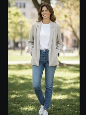 Eileen Fisher Bone Color Cardigan W/Pockets